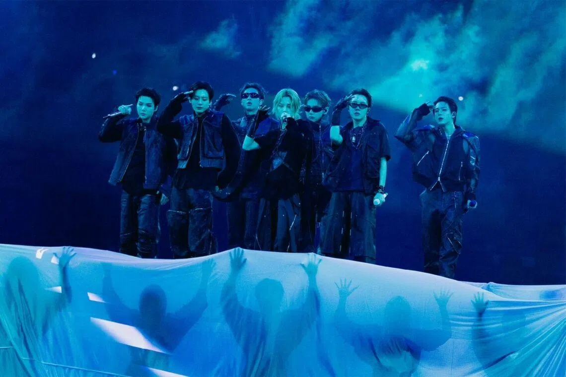 BTS performs during their Arirang tour at the Busan Asiad Main Stadium in Busan on June 13.