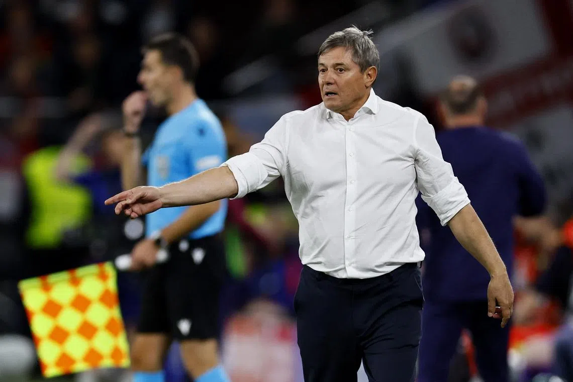 Soccer Football - Euro 2024 - Group C - Serbia v England - Arena AufSchalke, Gelsenkirchen, Germany - June 16, 2024 Serbia coach Dragan Stojkovic reacts REUTERS/Wolfgang Rattay/File Photo
