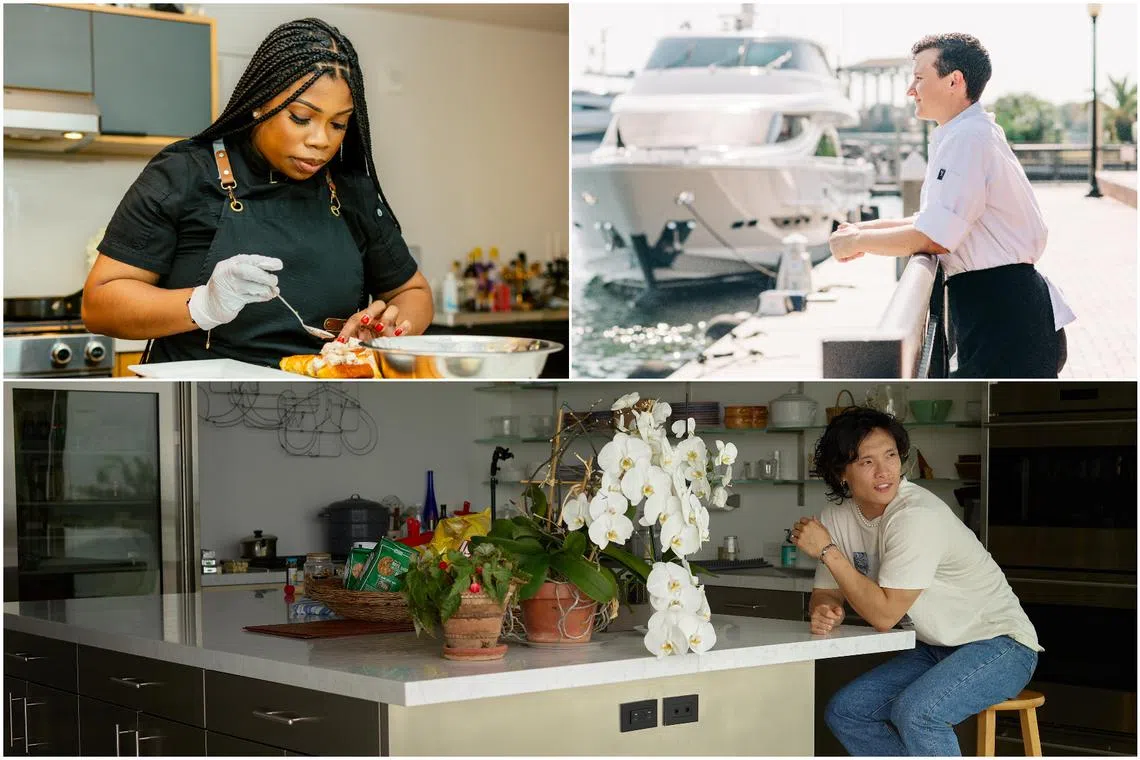 Private chefs (clockwise from top left) Tashea Channell Younge, Abby Cheshire and Rob Li.