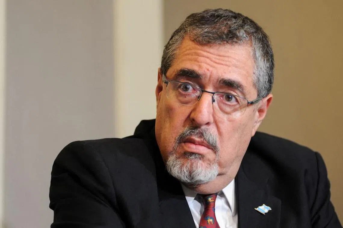 FILE PHOTO: Guatemalan President-elect Bernardo Arevalo attends a press conference after prosecutors ordered a temporary suspension of Semilla party's legal registration, in Guatemala City, Guatemala August 28, 2023. REUTERS/Cristina Chiquin/File Photo