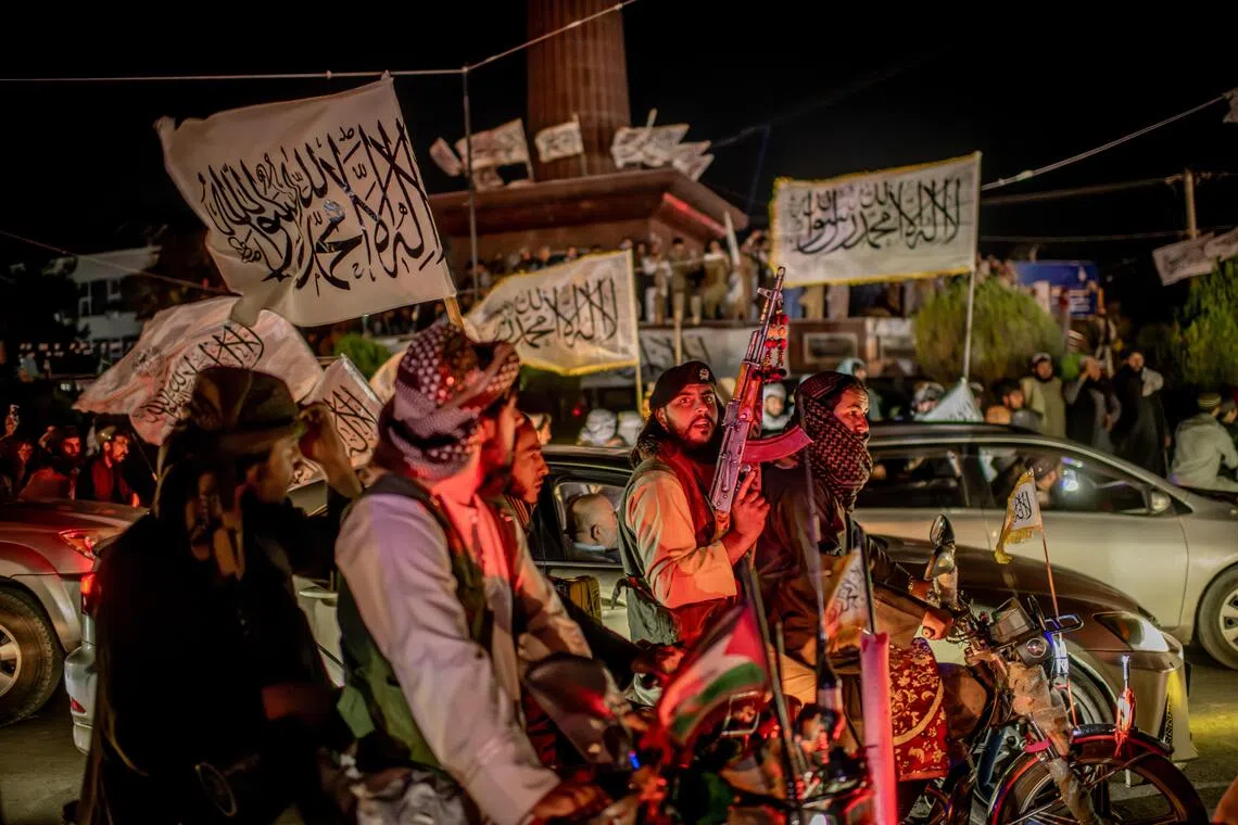 Afghans celebrating the fifth anniversary of the Taliban’s return to power in Kabul, Afghanistan, on Aug 14.