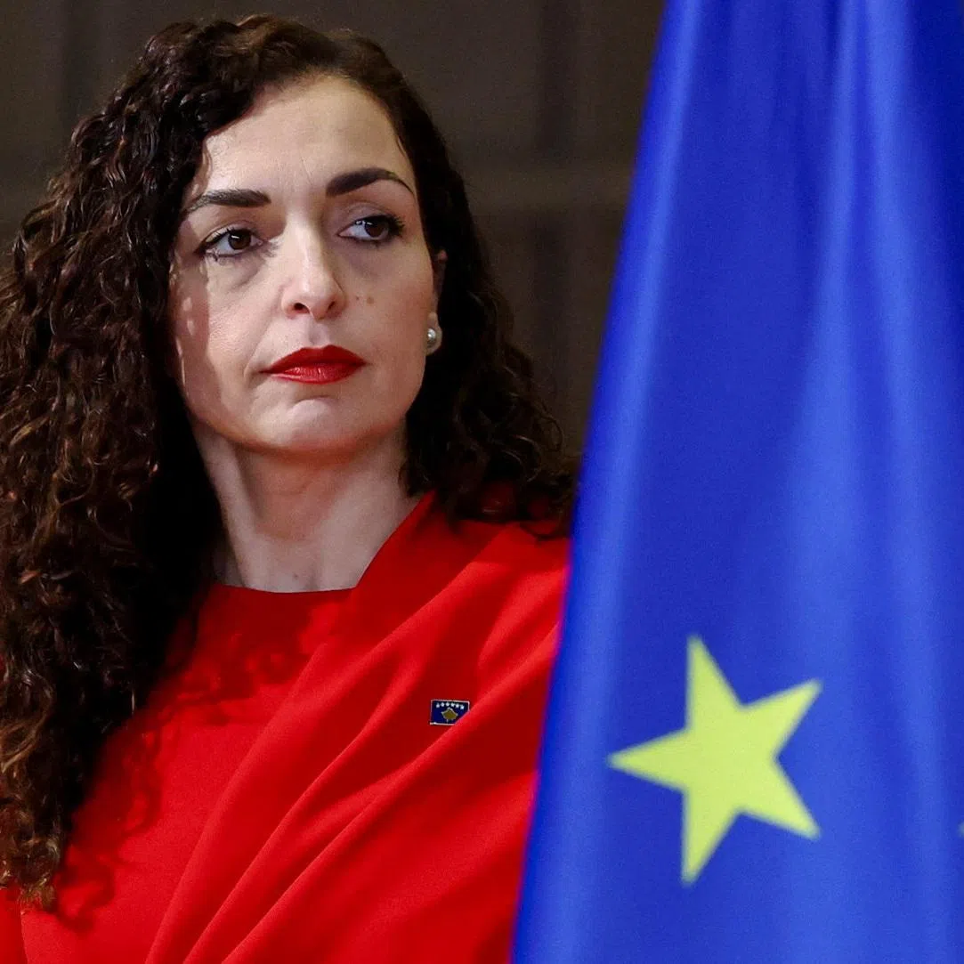 Kosovo's President Vjosa Osmani arrives to attend a European Union-Western Balkans summit in Brussels, Belgium December 17, 2025. REUTERS/Yves Herman