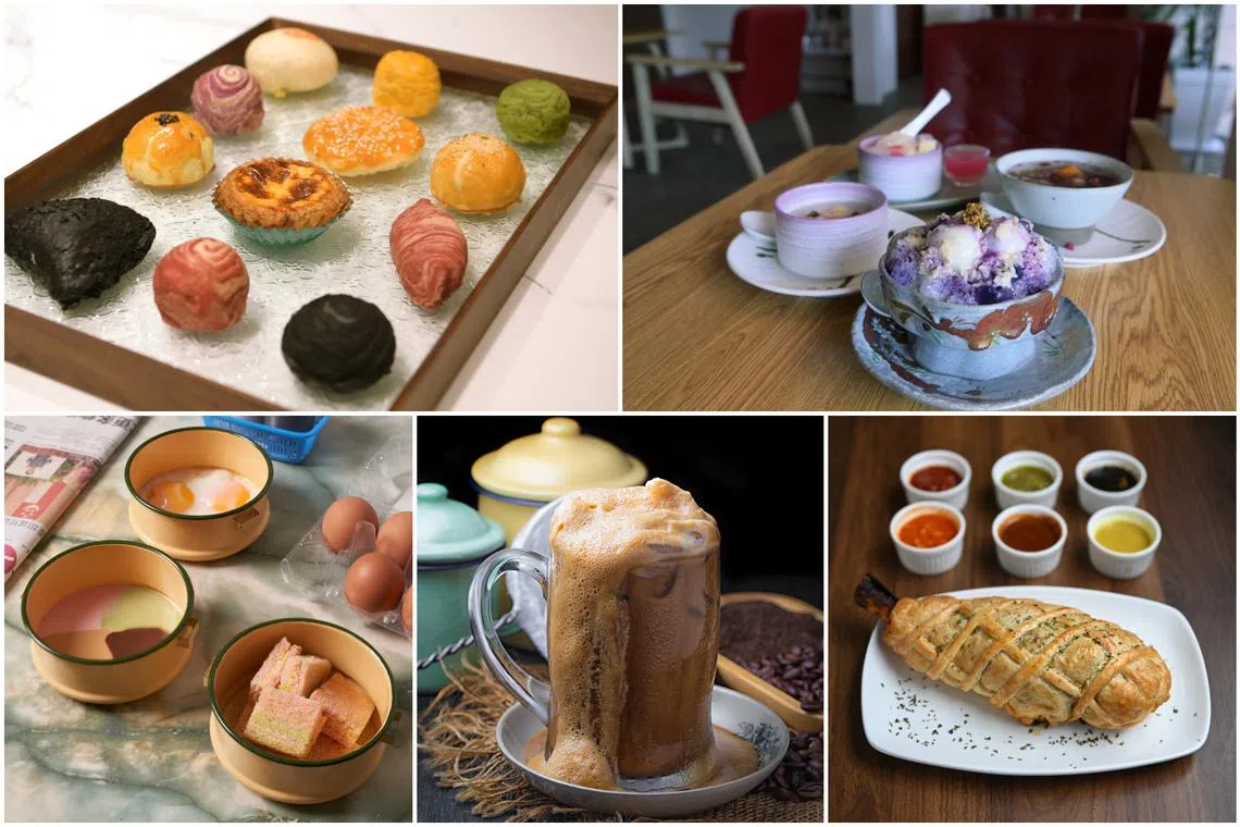 Eateries (clockwise from top left) Old Seng Choong Bake-Off Concept, Bing Tang Tang Shui, The Padangton, Great Nanyang and Lou ShangBing Tang Tang Shui are putting a modern spin on retro food and drink.