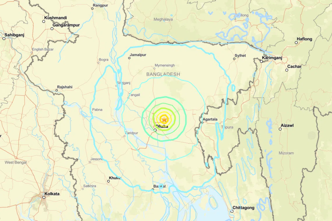 The United States Geological Survey said the earthquake’s epicentre was in the city of Narsingdi, about 40km from Dhaka, the capital.