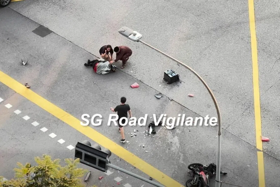 Motorcyclist taken to hospital after collision with car in Hougang