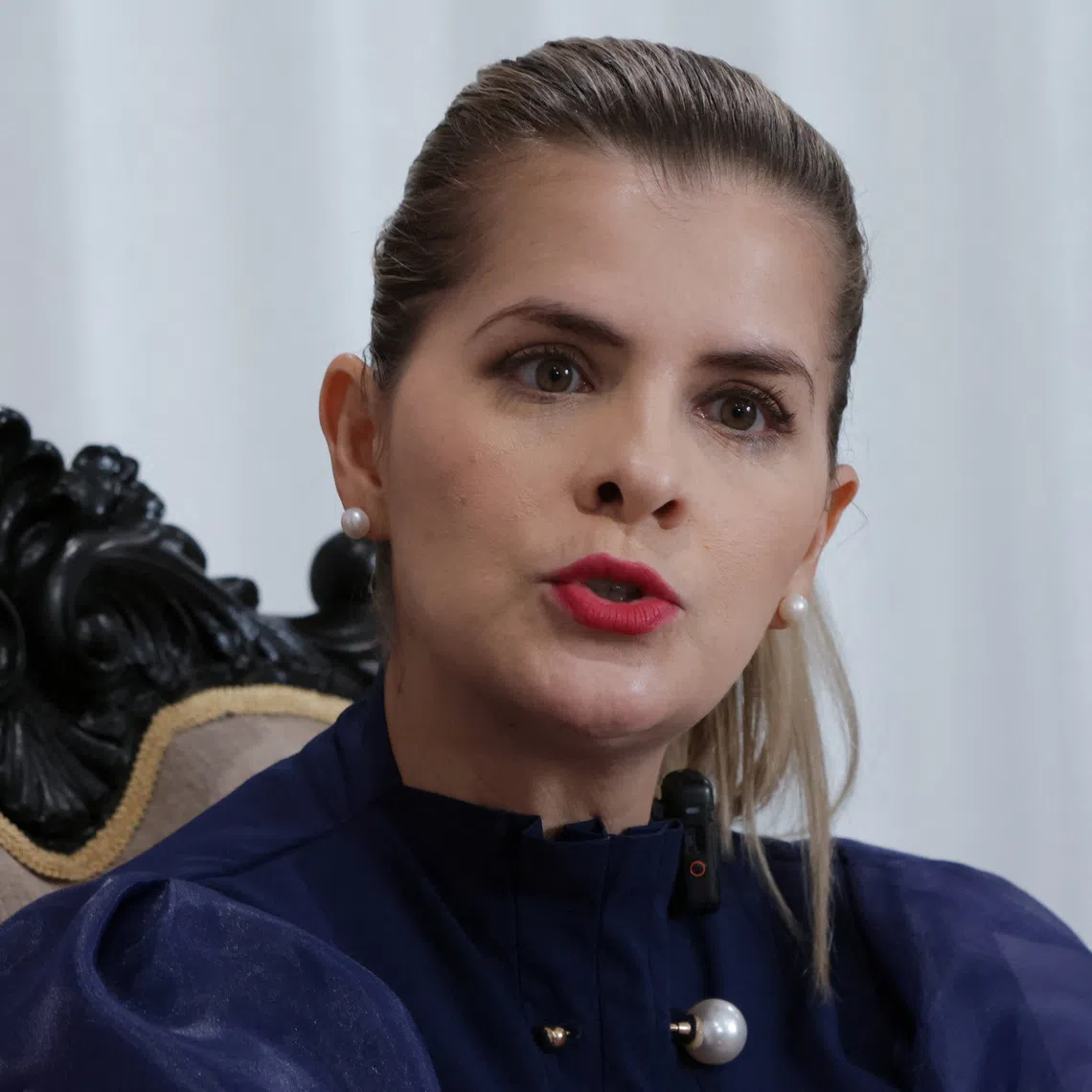 Costa Rica's President Laura Fernandez speaks during an interview with Reuters at the presidential palace in San Jose, Costa Rica, September 4, 2026. REUTERS/Mayela Lopez