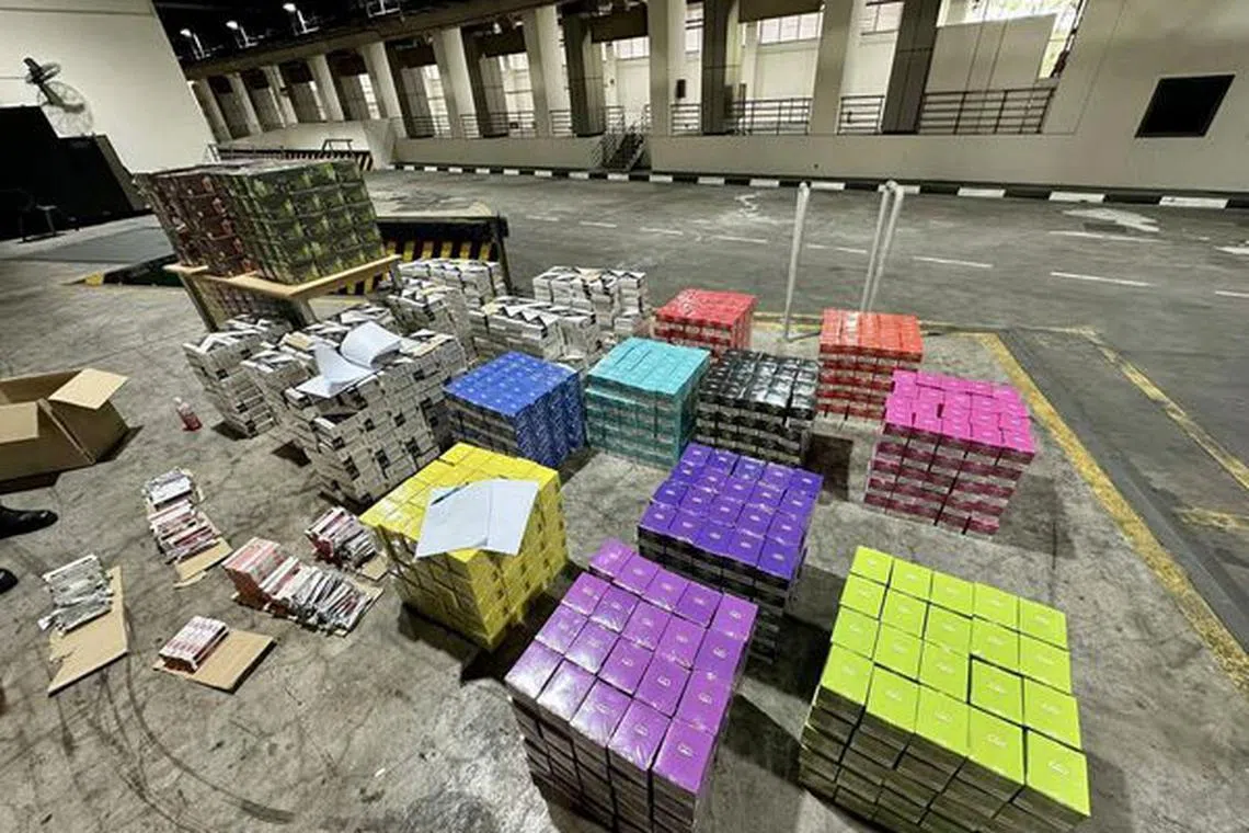 E-vaporisers seized by ICA officers at the Woodlands Checkpoint on Feb 3.