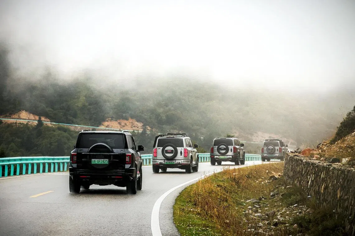 At elevations of around 3,000m, the convoy passed through low-altitude clouds, creating an almost surreal - and at times slightly foreboding - experience as visibility deteriorated.
