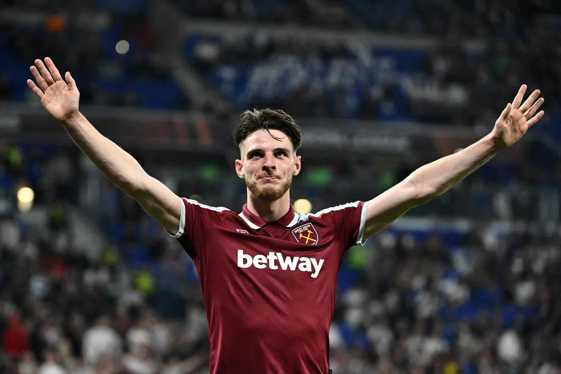 English midfielder Declan Rice's fee exceeds the previous record £100 million paid by Manchester City for Jack Grealish in 2021.