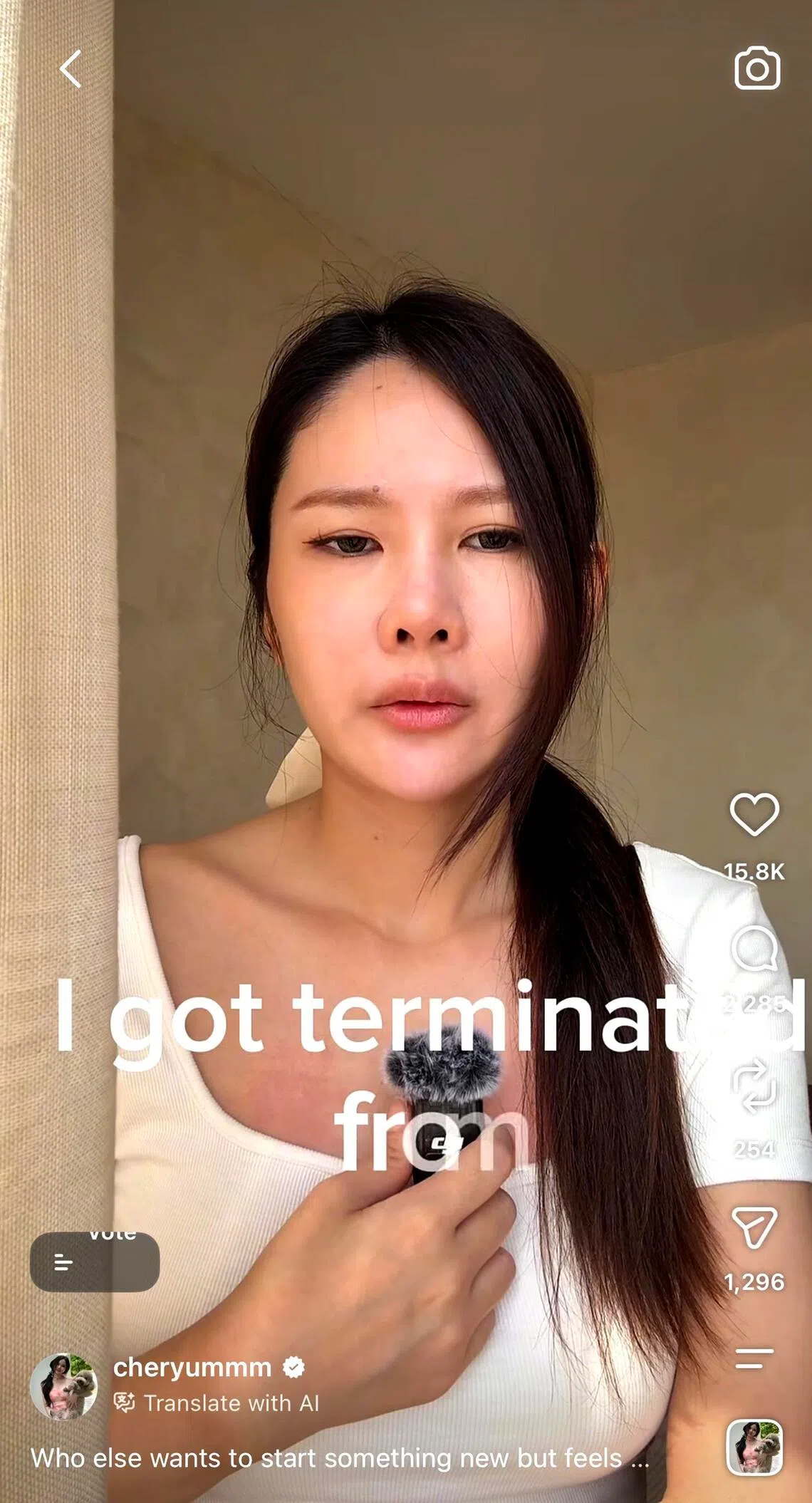 Cherlyn Lim said she created an Instagram account after she was laid off to talk about a difficult season of life, instead of pretending everything was okay.