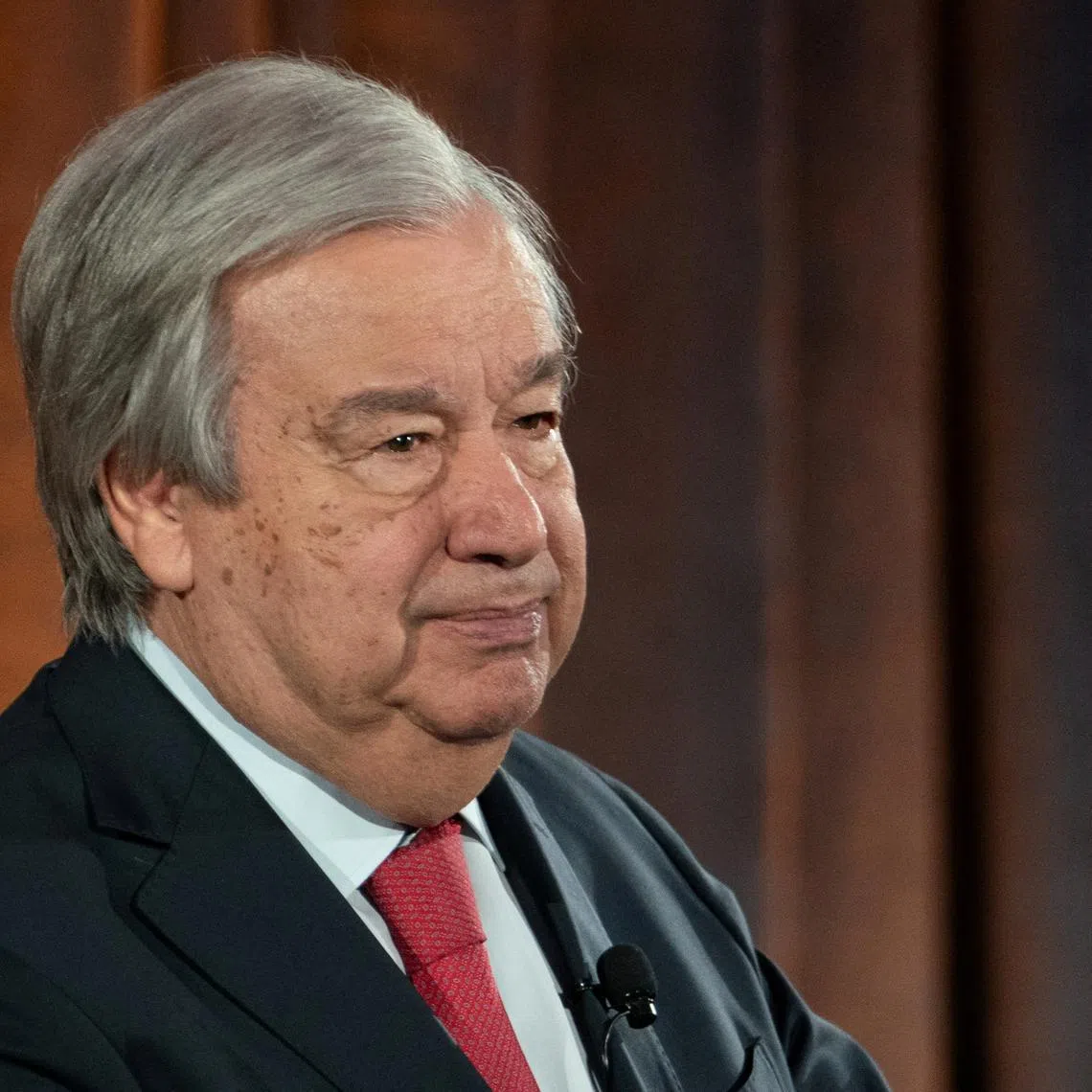 FILE PHOTO: United Nations Secretary-General Antonio Guterres speaks during a Special Envoy on Climate Ambition and Solutions at the American Museum of Natural History in New York City, U.S., June 5, 2024. REUTERS/David Dee Delgado/File Photo