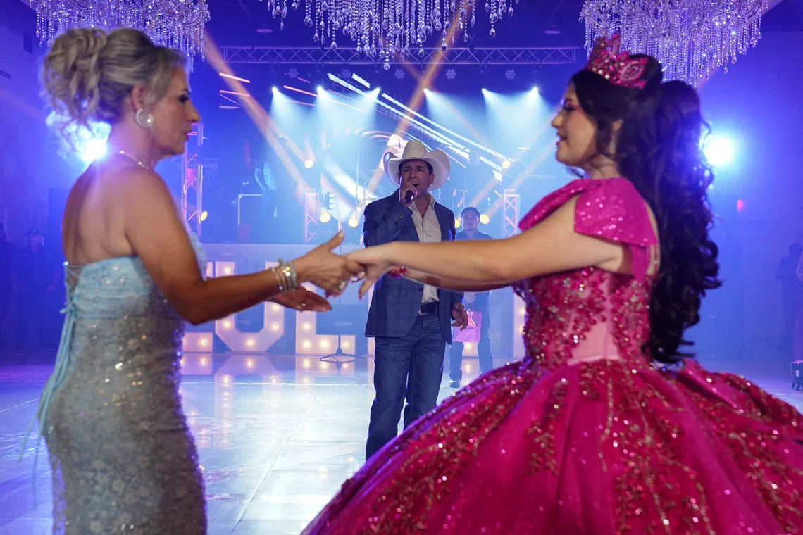 Bobby Pulido, a Latin Grammy winner and Democratic candidate for Texas 15th Congressional District, performs during a quinceanera celebration in Edinburg, Texas, U.S. August 1, 2026.  REUTERS/Gabriel V. Cardenas