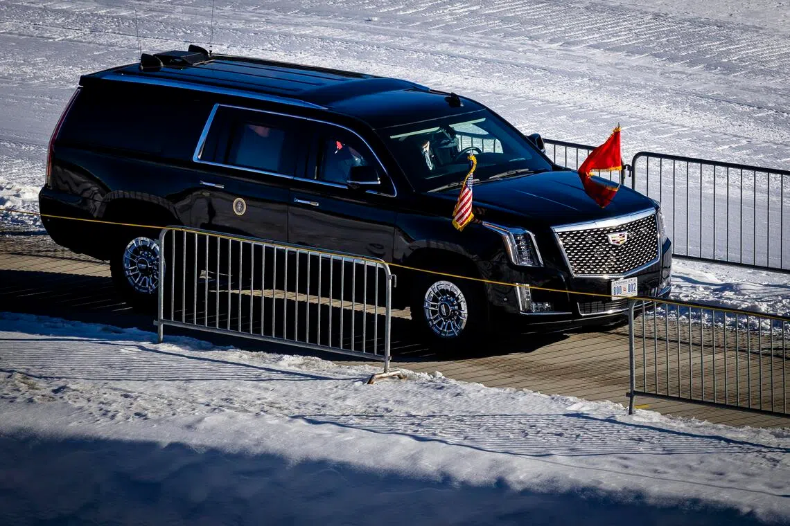 In Davos, US President Donald Trump used vehicles that appear to be modified Cadillac Escalades.