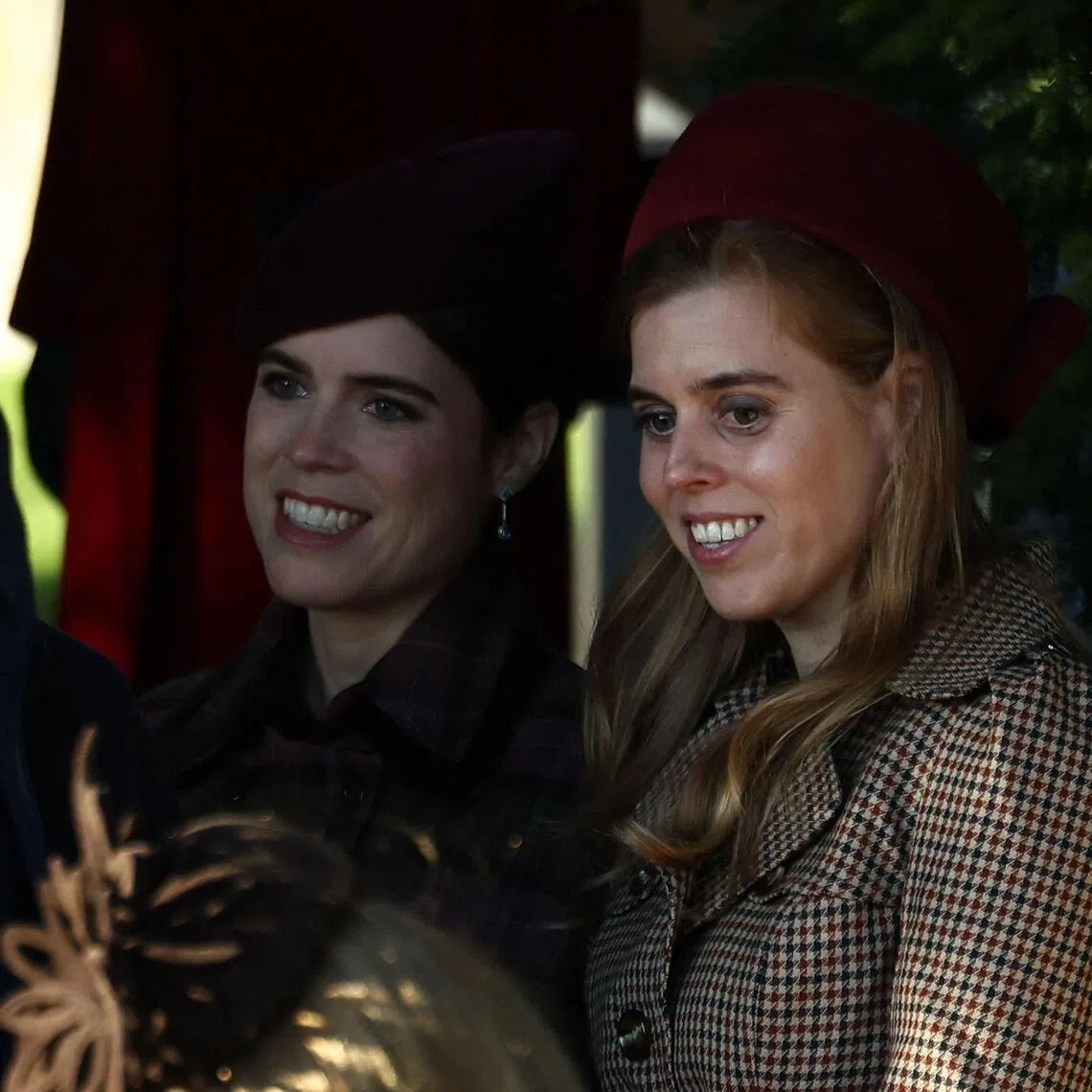 Edoardo Mapelli Mozzi, Britain's Princess Eugenie of York and Princess Beatrice of York leave after attending the royal family's Christmas Day service at St Mary Magdalene Church in Sandringham on Dec 25.
