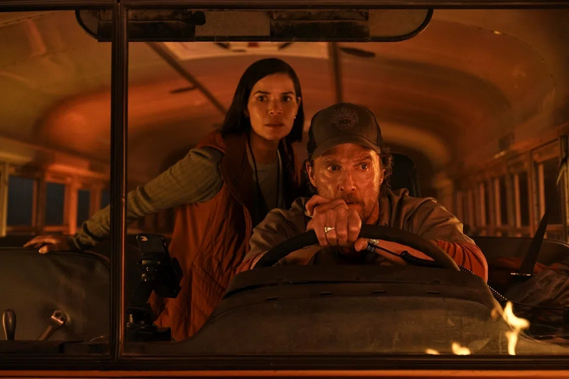 America Ferrera (left) and Matthew McConaughey in The Lost Bus. 