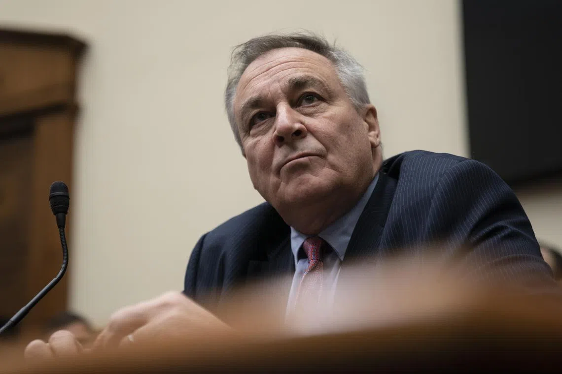 New FTX chief John Ray answers US lawmakers' questions at a meeting of the House Financial Services Committee in Washington, DC.