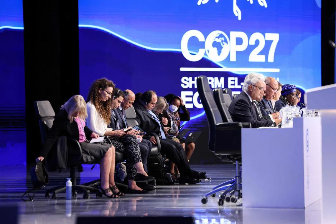 The closing session of the COP27 climate conference at the Sharm el-Sheikh International Convention Centre on Nov 20.