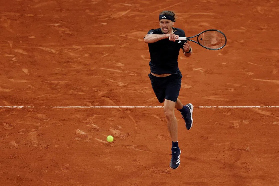 Tennis - French Open - Roland Garros, Paris, France - June 2, 2026 Germany's Alexander Zverev in action during his quarter final match against Spain's Rafael Jodar REUTERS/Stephanie Lecocq