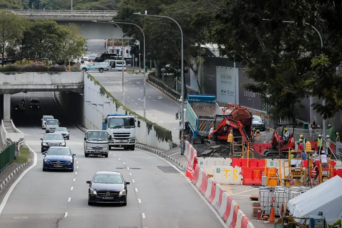 The slip road had been closed for about six days, after PUB said it detected a sinkhole and some cracks on the slip road on Nov 15. 