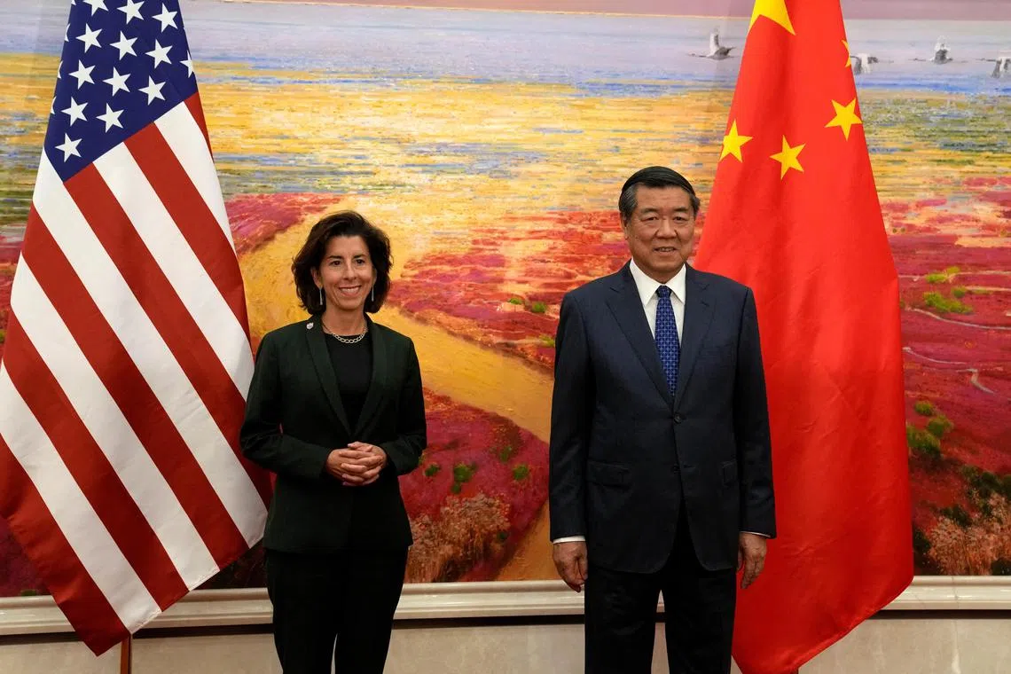 The meeting between US Commerce Secretary Gina Raimondo (left) and China's vice-premier He Lifeng aimed to further develop tourism co-operation between the two nations.