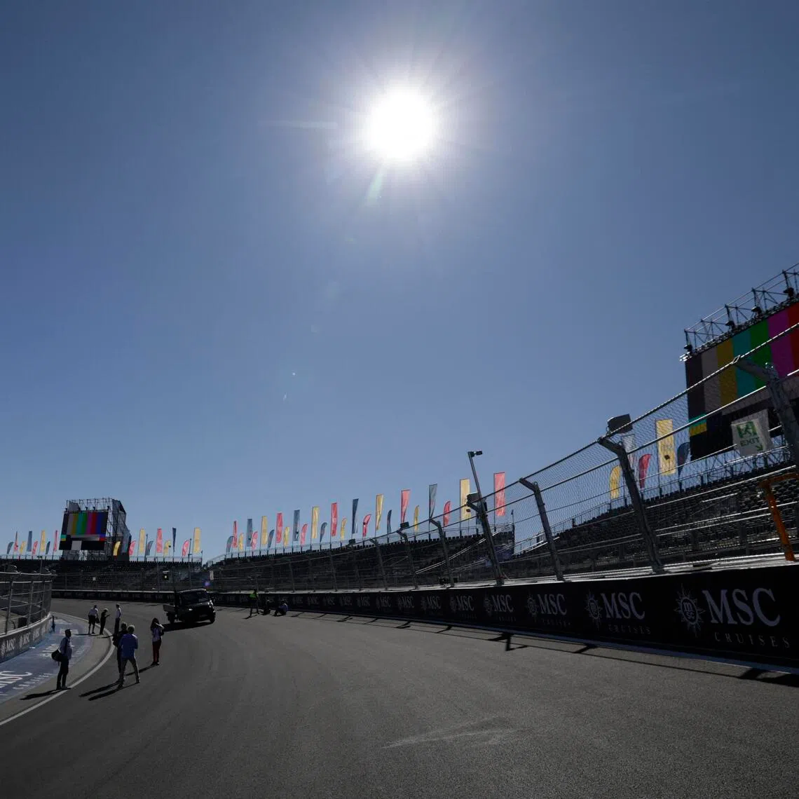 People walking on the Madring race track on Sept 10, 2026 ahead of the Formula 1 Spanish Grand Prix. With 22 turns, it is a mix of street circuit and purpose-built track.