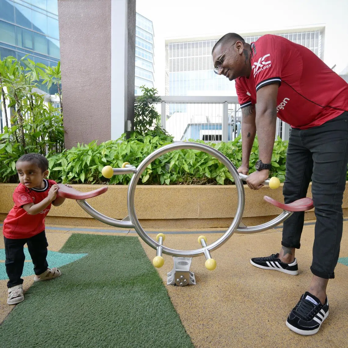 Service staff Noel Joshua Selvanathan with his son Isaiah Luiz Noel, who was diagnosed with a rare genetic disorder called Alagille Syndrome.