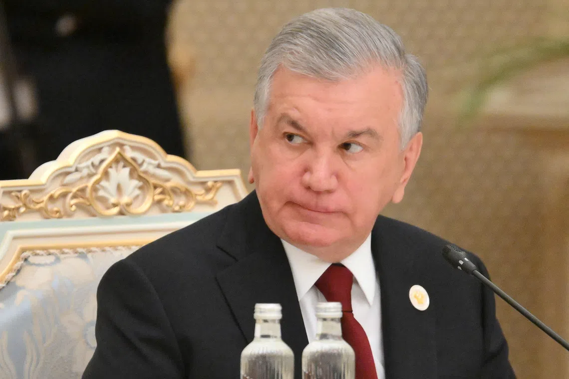 Uzbek President Shavkat Mirziyoyev takes part in the CIS leaders' summit in Dushanbe, Tajikistan October 10, 2025. Sputnik/Grigory Sysoev/Pool via REUTERS/File Photo