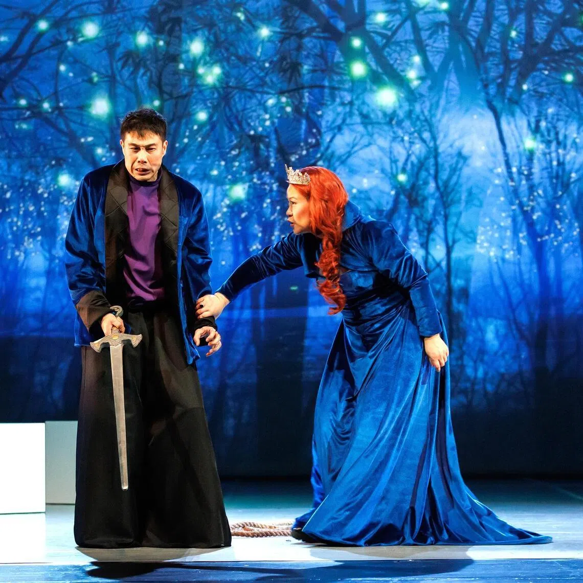 Martin Ng (left) and Zhang Jie both delivered confident turns as the lead characters in Lirica Arts' staging of Verdi's Macbeth.