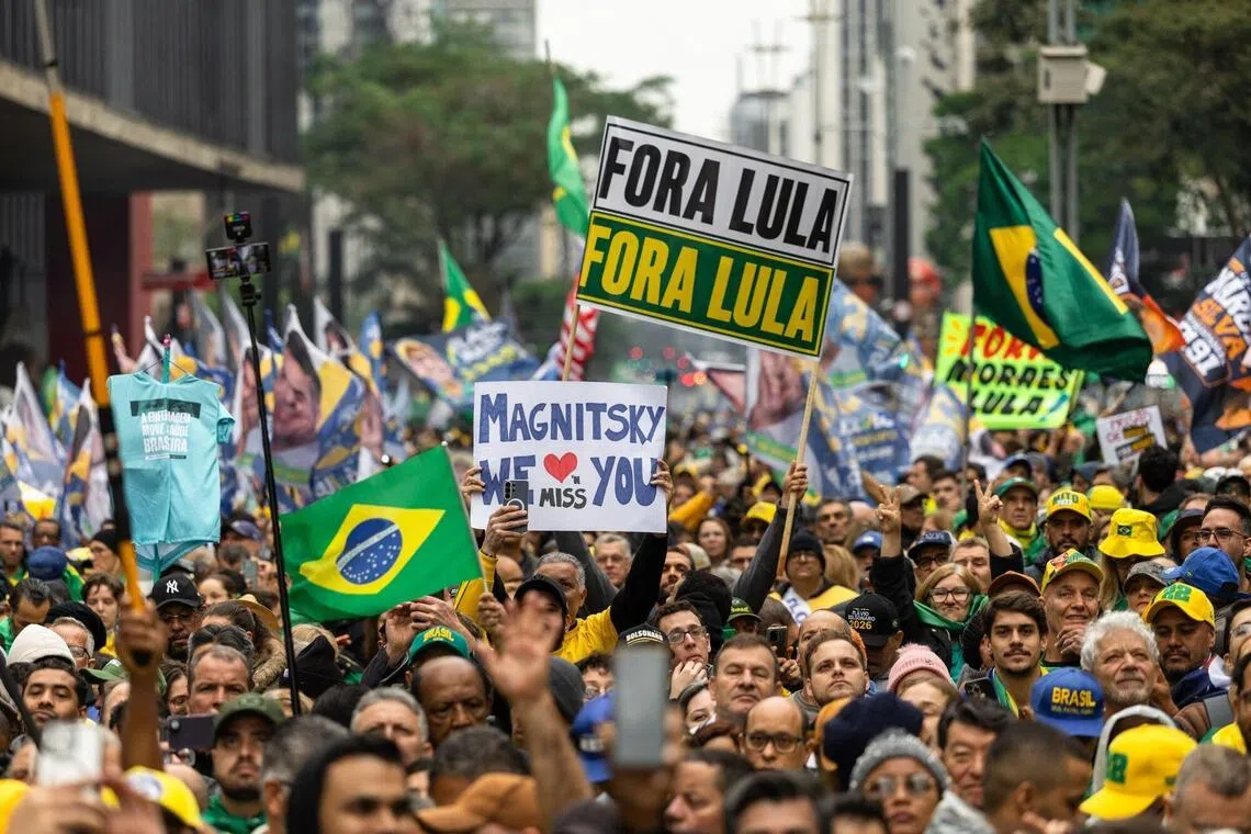 Supporters of Brazilian presidential candidate Flavio Bolsonaro attend a campaign rally in Sao Paulo on Sept 7.