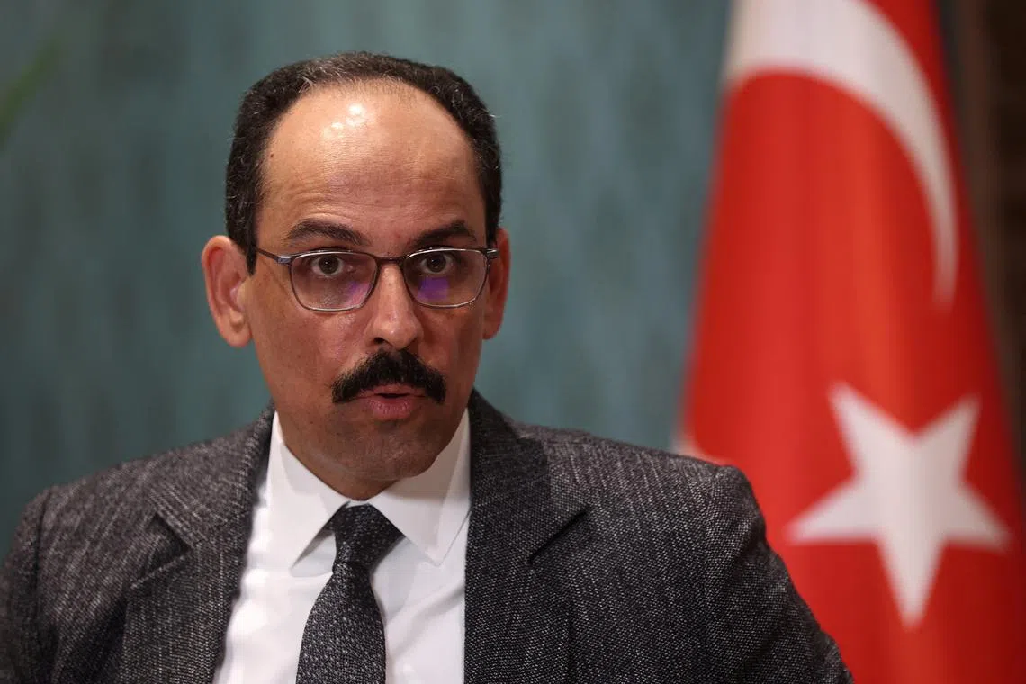 FILE PHOTO: Ibrahim Kalin, Turkish President Tayyip Erdogan's spokesman and chief foreign policy adviser, speaks during an interview with Reuters in Istanbul, Turkey May 14, 2022. Picture taken May 14, 2022. REUTERS/Murad Sezer/File Photo