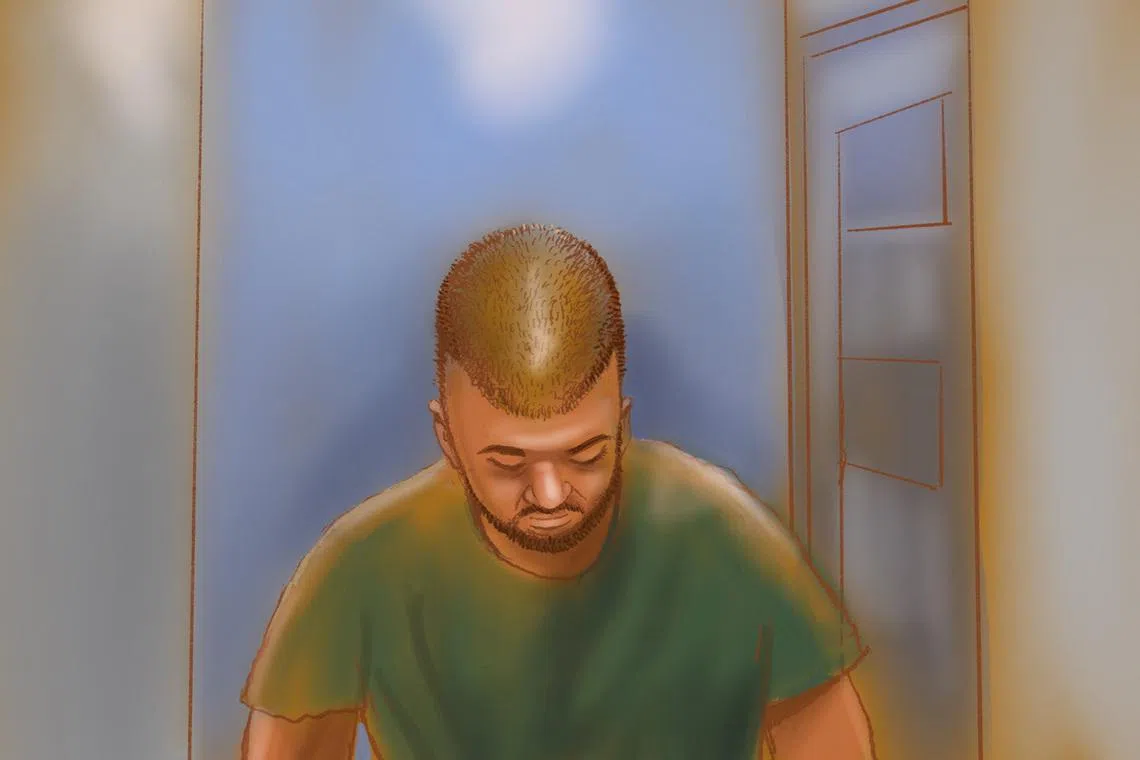 A court sketch depicts Naveed Akram, 24, accused of opening fire on a Jewish Hanukkah celebration at Sydney's Bondi Beach in an attack that killed 15 people, appearing via video link at Downing Centre Local and District Court in Sydney, Australia, March 17, 2026. Rocco Fazzari/AAP/via REUTERS