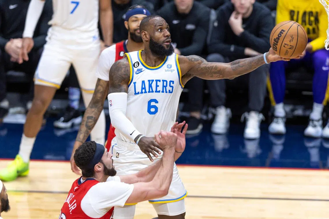 Los Angeles Lakers forward LeBron James in the game against the New Orleans Pelicans on Feb 4, 2023 at Smoothie King Center, New Orleans, Louisiana, USA. 