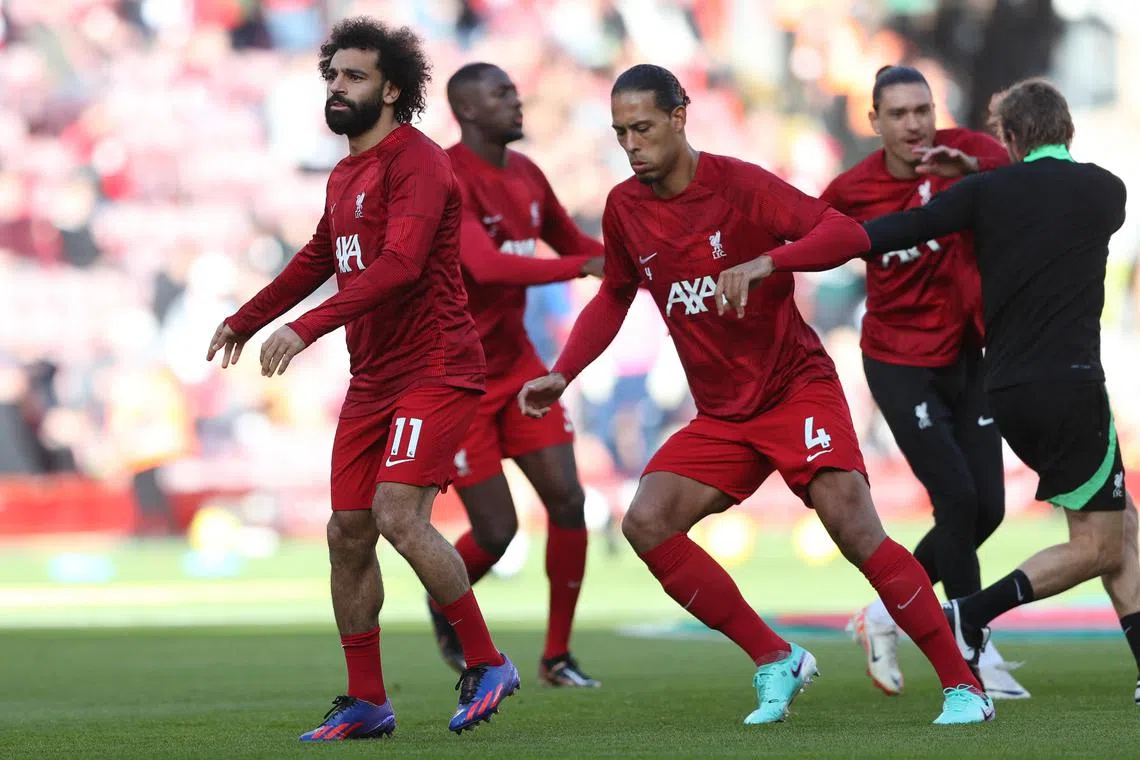 Liverpool's star forward Mohamed Salah (left) has two goals in four Europa League appearances this season.