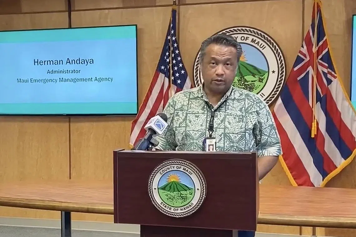 This screengrab obtained August 17, 2023, courtesy of County of Maui shows Herman Andaya, head of the Maui Emergency Management Agency on September 14, 2021. August 17, 2023 Maui Emergency Management Agency Administrator Herman Andaya has resigned effective immediately, Mayor of Maui County Richard Bissen's office announced. At least 110 people died when the inferno levelled Lahaina last week on the island of Maui, with some residents not aware their town was at risk until they saw flames for themselves. (Photo by County of Maui / AFP) / RESTRICTED TO EDITORIAL USE - MANDATORY CREDIT "AFP PHOTO / MAUI COUNTY / HANDOUT " - NO MARKETING - NO ADVERTISING CAMPAIGNS - DISTRIBUTED AS A SERVICE TO CLIENTS