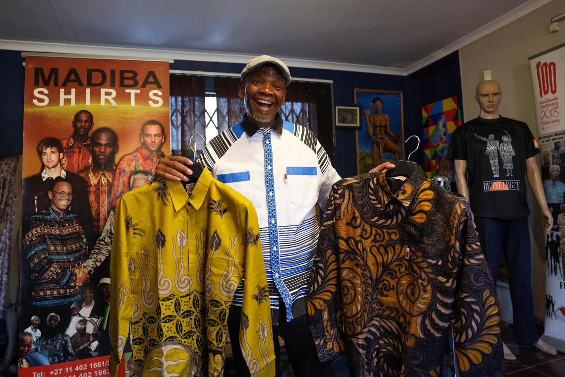 Sonwabile Ndamase shows some of his latest designs in his studio in Johannesburg on July 4, 2024.