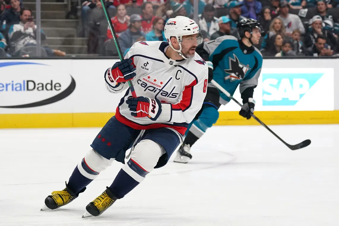 Washington Capitals vs. San Jose Sharks: Alexander Ovechkin in Action
