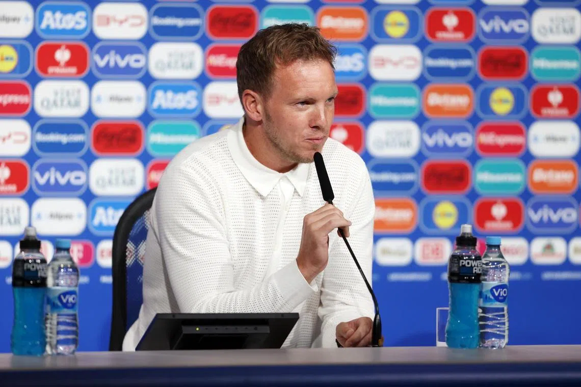 Germany's coach Julian Nagelsmann meeting the press on June 13, ahead of his team's Group A Euro 2024 match against Scotland.