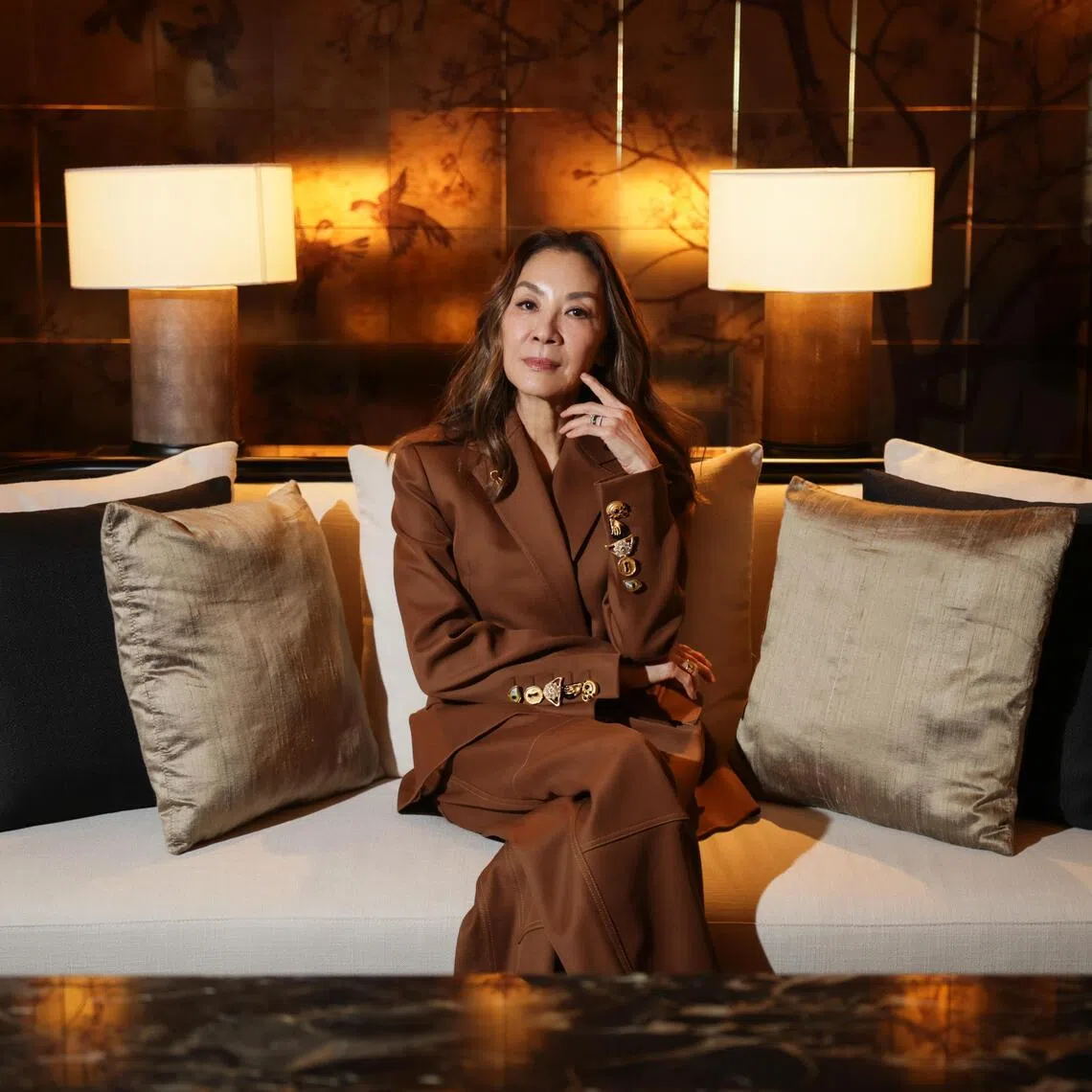 ST20251113_202510000550: GIn Tay/ jsmichelle14/ Joanne Soh HK/
Portraits of Oscar winner Michelle Yeoh, photographed at Library at The Laurus in Sentosa on Nov 13, 2025.

// Oscar winner Michelle Yeoh, who reprises her Madame Morrible role in Wicked: For Good. She is in Singapore with her Wicked co-stars Ariana Grande, Cynthia Erivo, Jeff Goldblum and director Jon M Chu for the Wicked: For Good Asia premiere. The movie opens Nov 20 in Singapore.