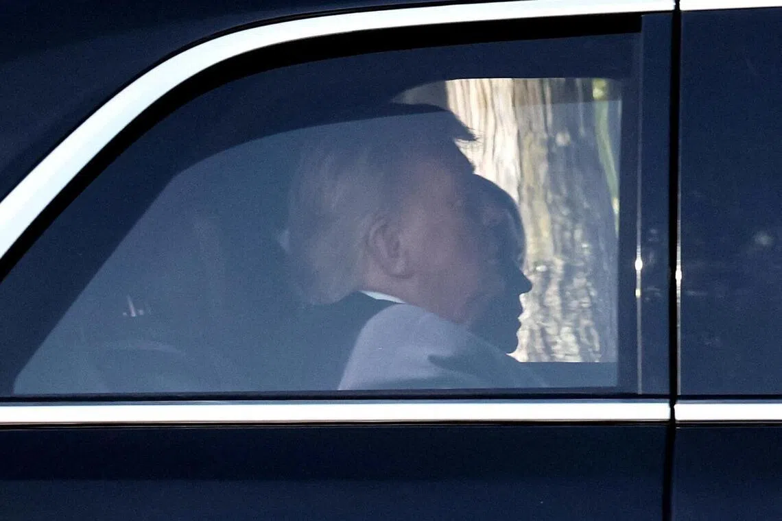 US President Donald Trump and US Attorney-General Pam Bondi leaving the White House for the US Supreme Court on April 1.