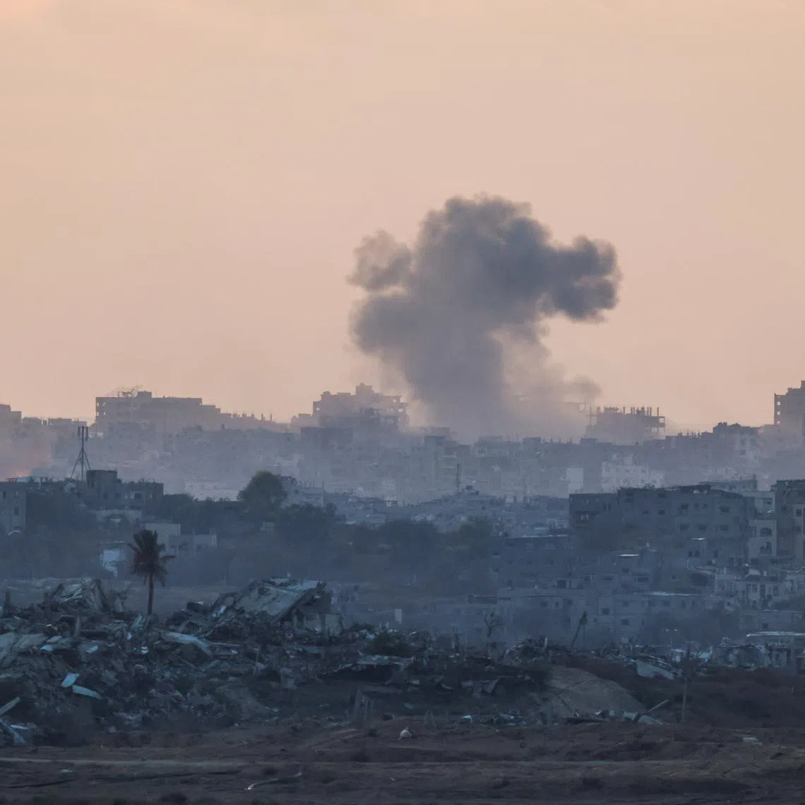 Smoke rises in northern Gaza, amid the ongoing conflict between Israel and Hamas, as seen from Israel, October 7, 2024. REUTERS/Amir Cohen