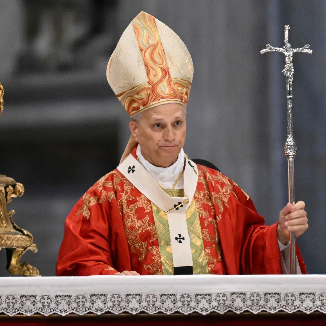 Pope Leo XIV leading a mass on the Solemnity of Saints Peter and Paul, Rome’s patron saints, at St Peter’s basilica in the Vatican on June 29.