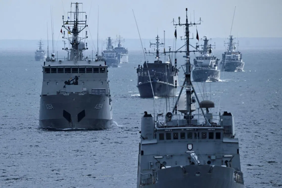 Vessels from various countries taking part in a German military and Nato exercise in the Baltic Sea on Sept 2. 