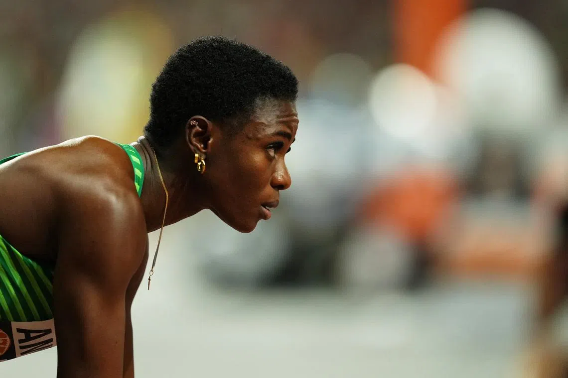 FILE PHOTO: Athletics - World Athletics Championship - Women's 100m Hurdles Semi Final - National Athletics Centre, Budapest, Hungary - August 23, 2023 Nigeria's Tobi Amusan before heat 2 REUTERS/Aleksandra Szmigiel/File Photo