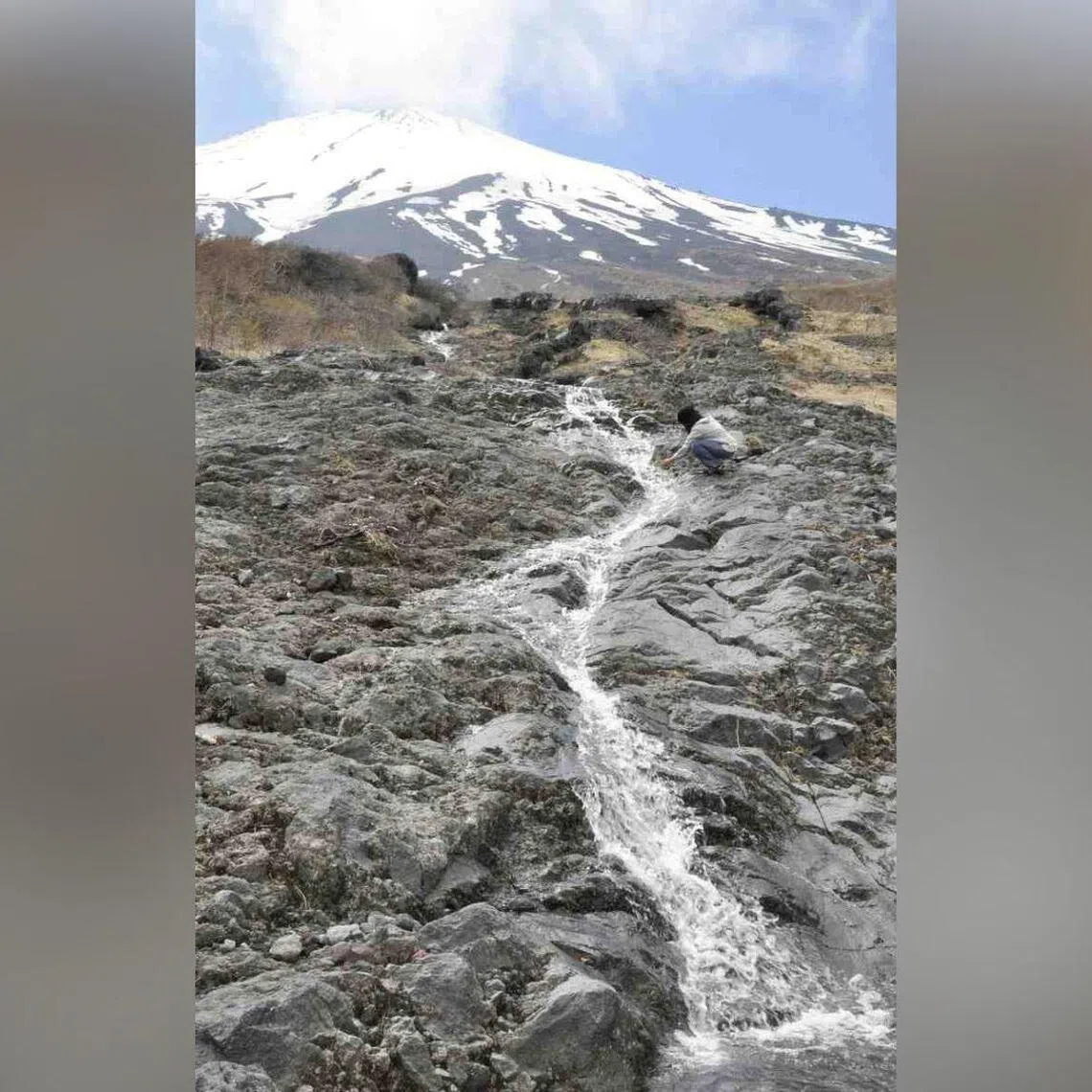 With snow melting at an earlier rate in 2026, the "phantom waterfalls" began forming as early as in late April.