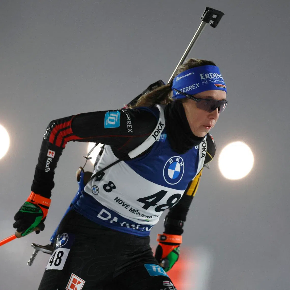 Biathlon - Biathlon World Cup - Nove Mesto na Morave, Czech Republic - January 23, 2026 Germany's Franziska Preuss in action during the Women's 12.5km Short Individual REUTERS/David W Cerny