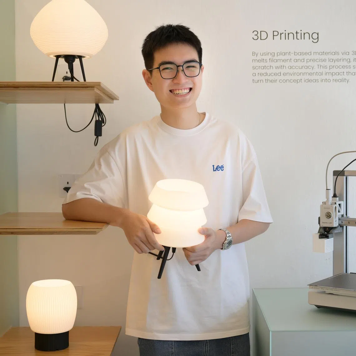 What began as a personal project for Mr Jovi Lim is now a booming company, Sonogo, which designs and makes 3D-printed lamps.