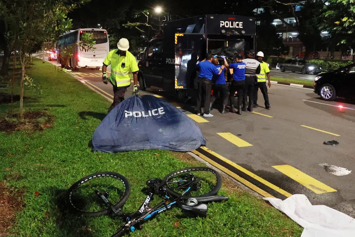An 18-year-old cyclist was pronounced dead at the scene by a Singapore Civil Defence Force paramedic.