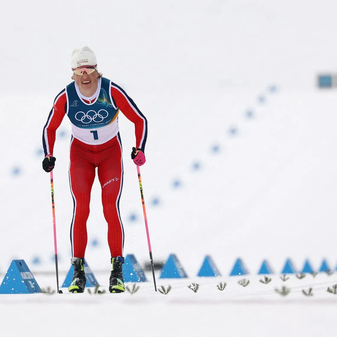 Milano Cortina 2026 Olympics - Cross-Country Skiing - Men's 50km Mass Start Classic - Tesero Cross-Country Skiing Stadium, Lago, Italy - February 21, 2026. Johannes Hoesflot Klaebo of Norway in action REUTERS/Kai Pfaffenbach
