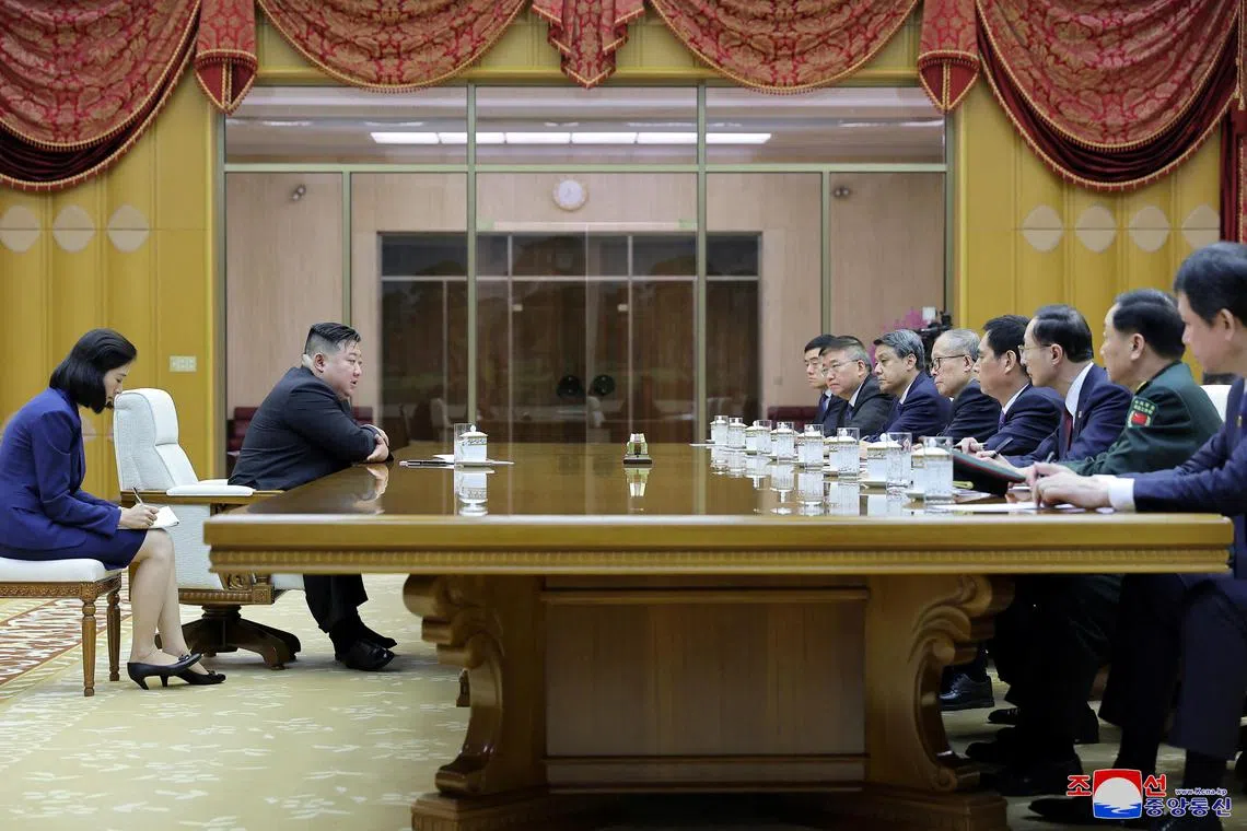 North Korean leader Kim Jong Un and Chinese Communist Party politburo member Li Hongzhong met in Pyongyang on July 28, 2023. 