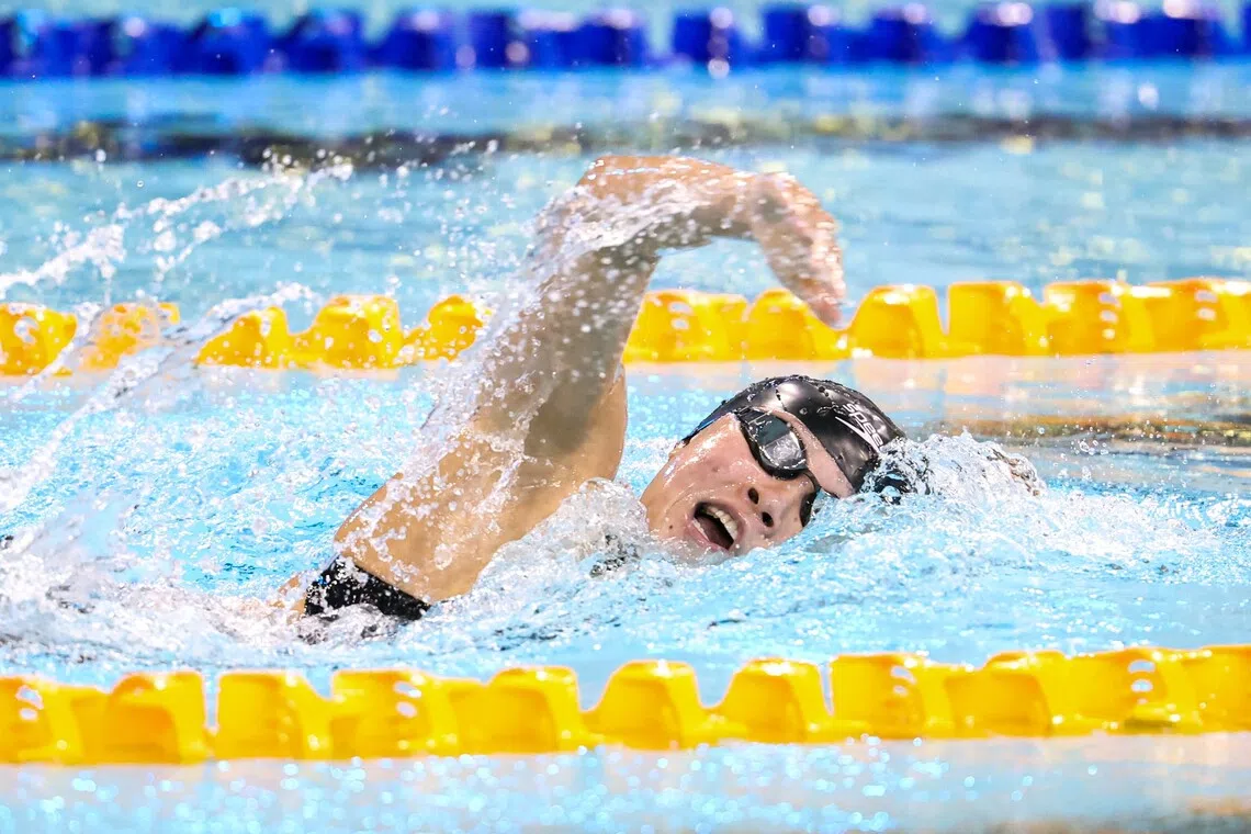 Gan Ching Hwee won the 800m freestyle in a Games record 8min 33.13sec on Dec 15 to seal the hat-trick.
